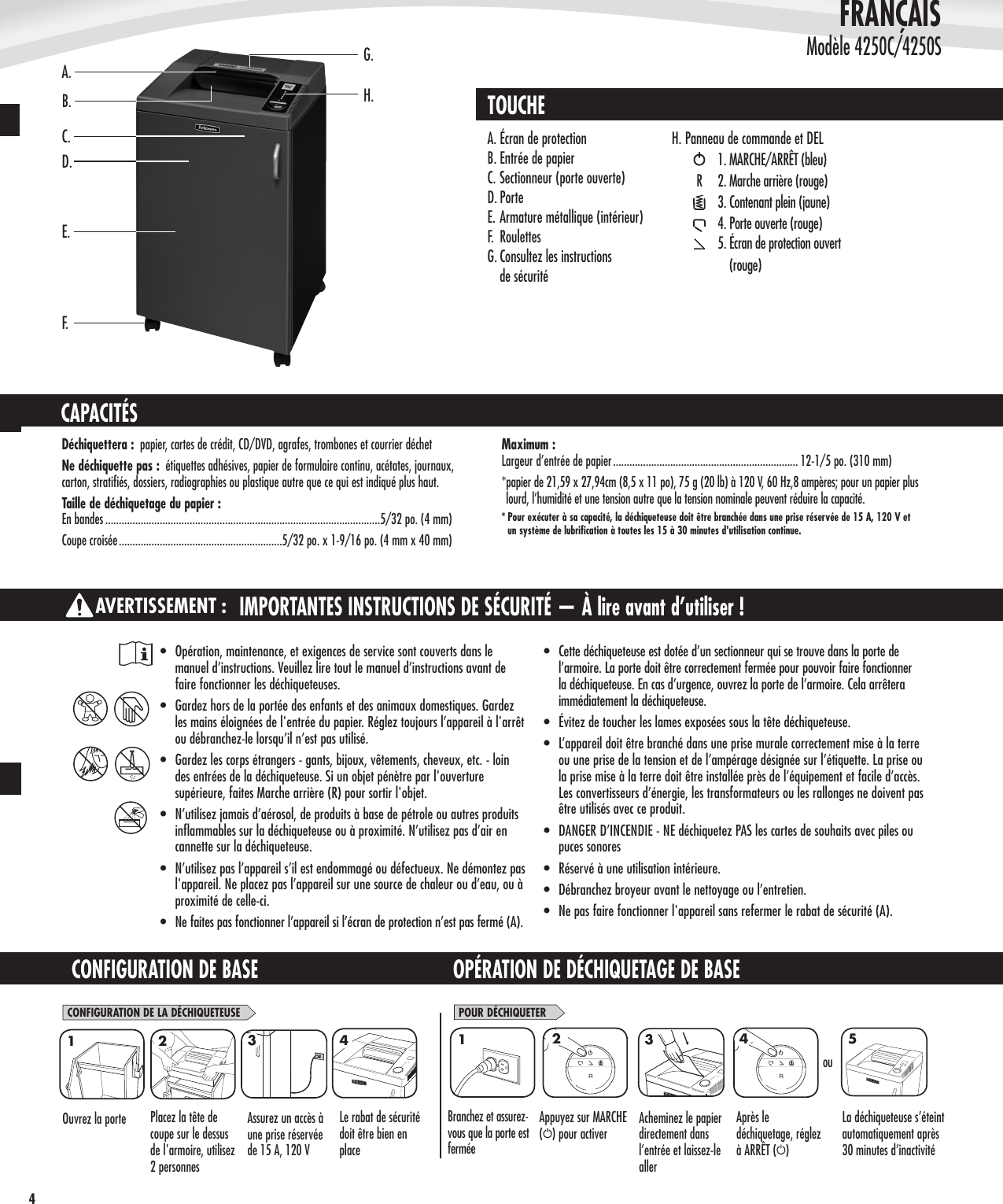 Page 4 of 8 - Fellowes Fellowes-Fortishred-4250S-Strip-Cut-Shredder-Users-Manual-  Fellowes-fortishred-4250s-strip-cut-shredder-users-manual