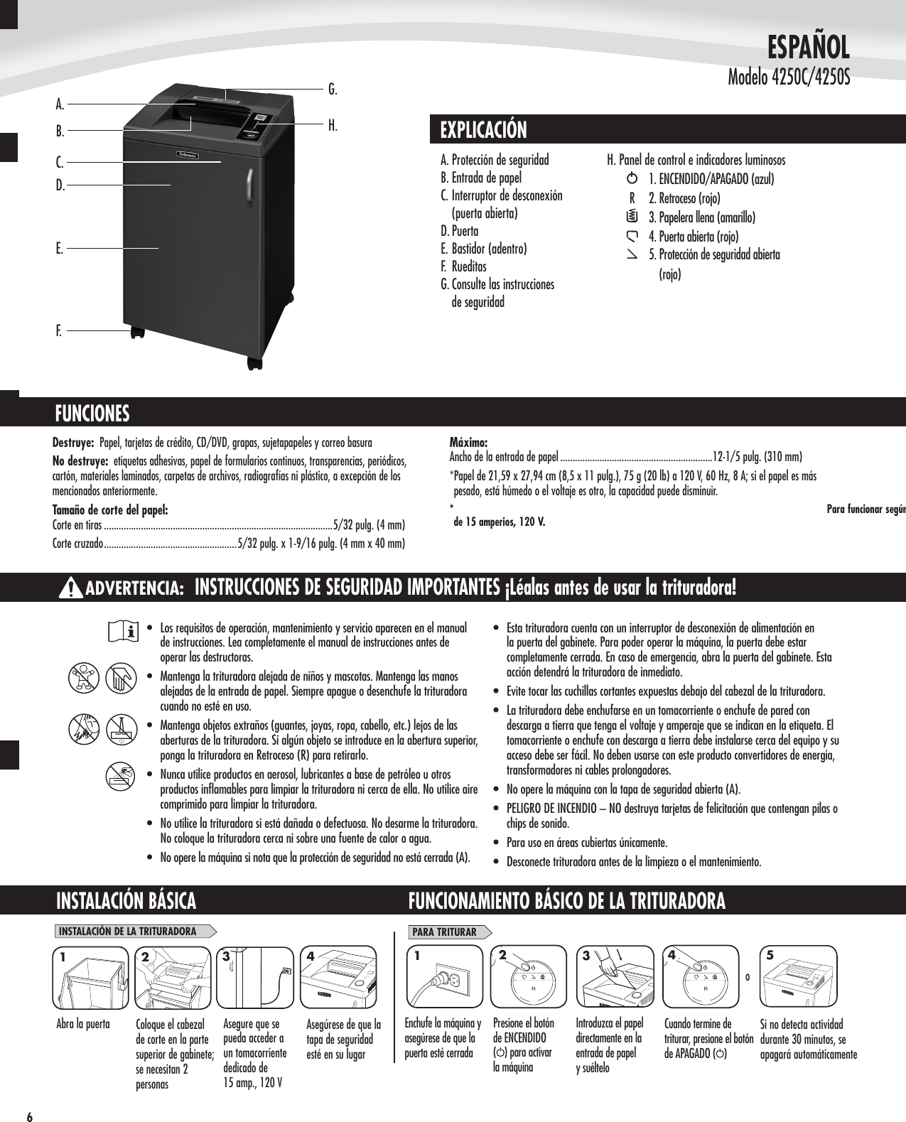 Page 6 of 8 - Fellowes Fellowes-Fortishred-4250S-Strip-Cut-Shredder-Users-Manual-  Fellowes-fortishred-4250s-strip-cut-shredder-users-manual