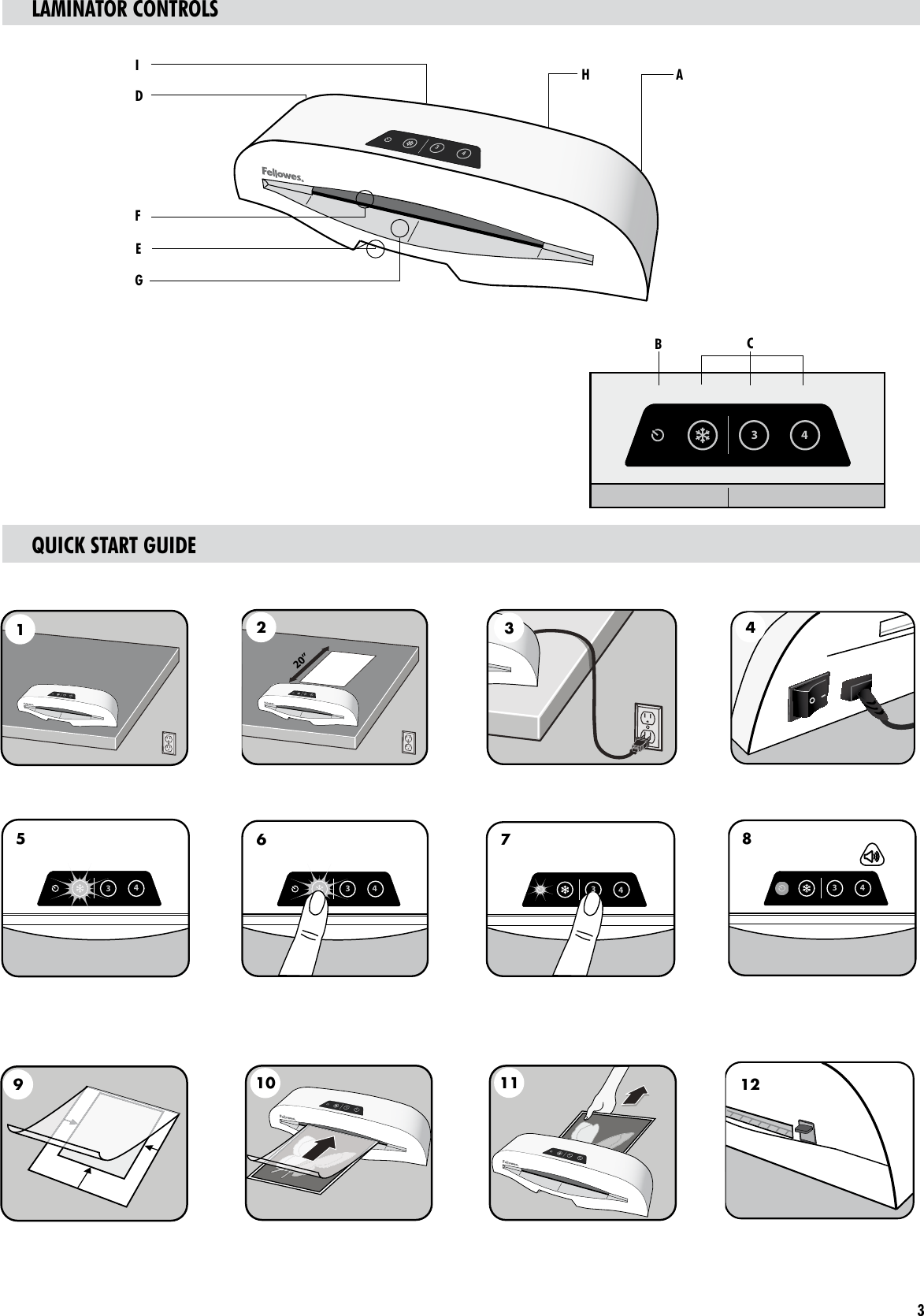 Page 3 of 11 - Fellowes Fellowes-Laminator-Cosmic2-125-Users-Manual-  Fellowes-laminator-cosmic2-125-users-manual