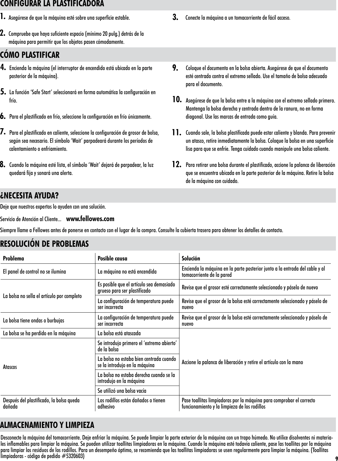 Page 9 of 11 - Fellowes Fellowes-Laminator-Cosmic2-125-Users-Manual-  Fellowes-laminator-cosmic2-125-users-manual