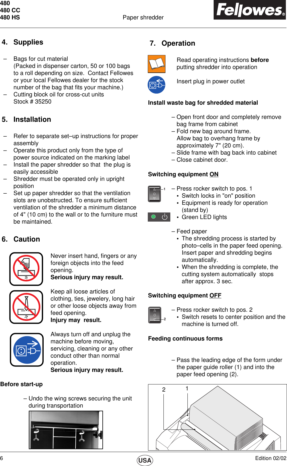 Page 6 of 8 - Fellowes Fellowes-Powershred-480-Users-Manual- PS480 0202  Fellowes-powershred-480-users-manual