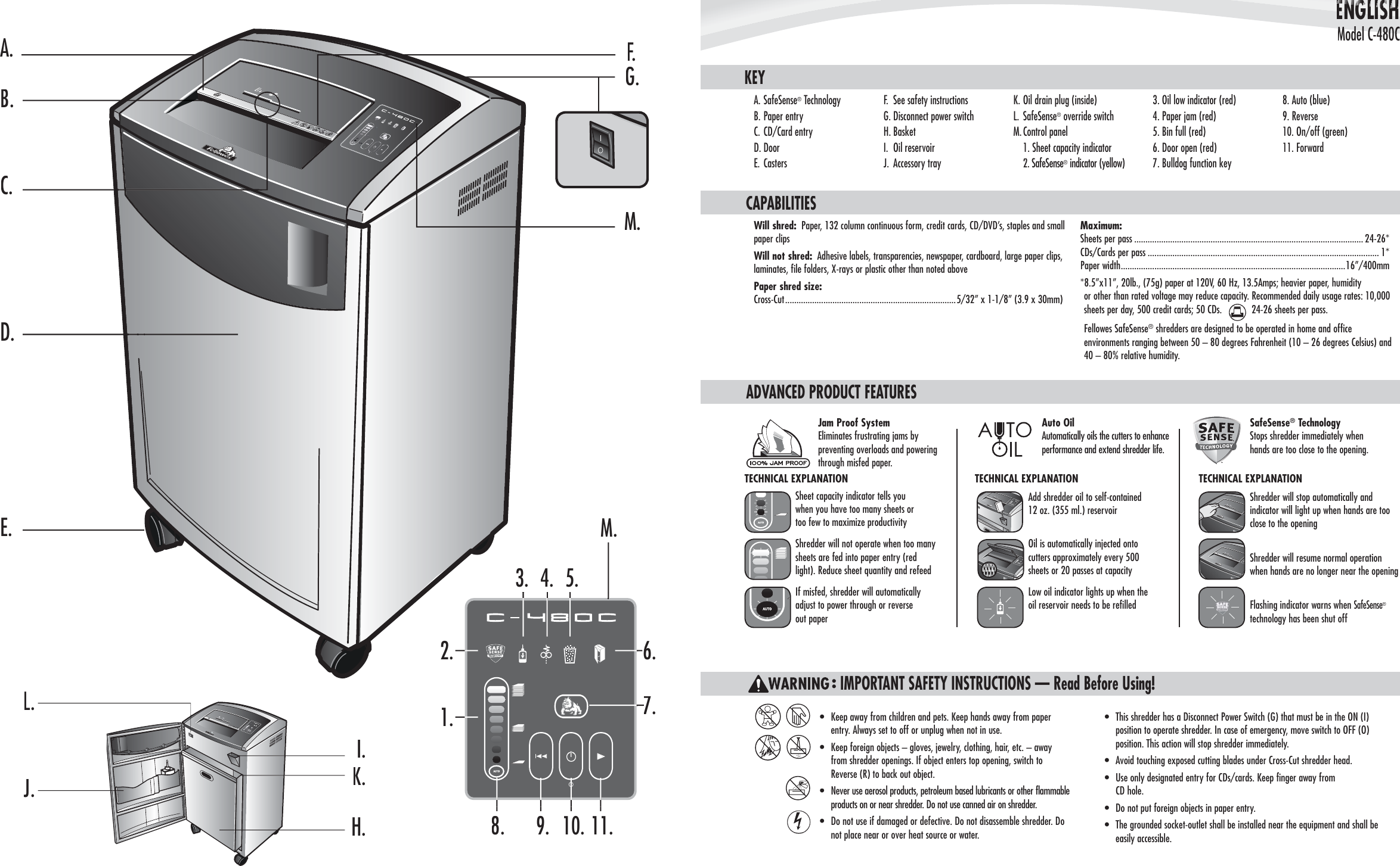 Page 3 of 5 - Fellowes Fellowes-Powershred-485Ci-Cross-Cut-Shredder-Users-Manual- C480C_402884_072607_3L  Fellowes-powershred-485ci-cross-cut-shredder-users-manual