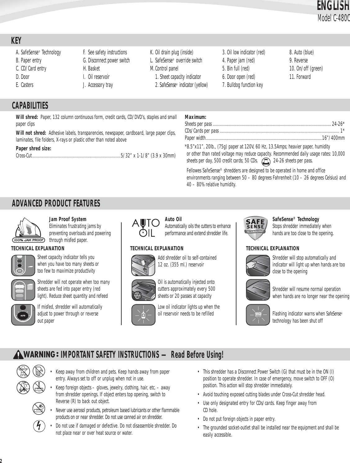 Page 4 of 5 - Fellowes Fellowes-Powershred-485Ci-Cross-Cut-Shredder-Users-Manual- C480C_402884_072607_3L  Fellowes-powershred-485ci-cross-cut-shredder-users-manual