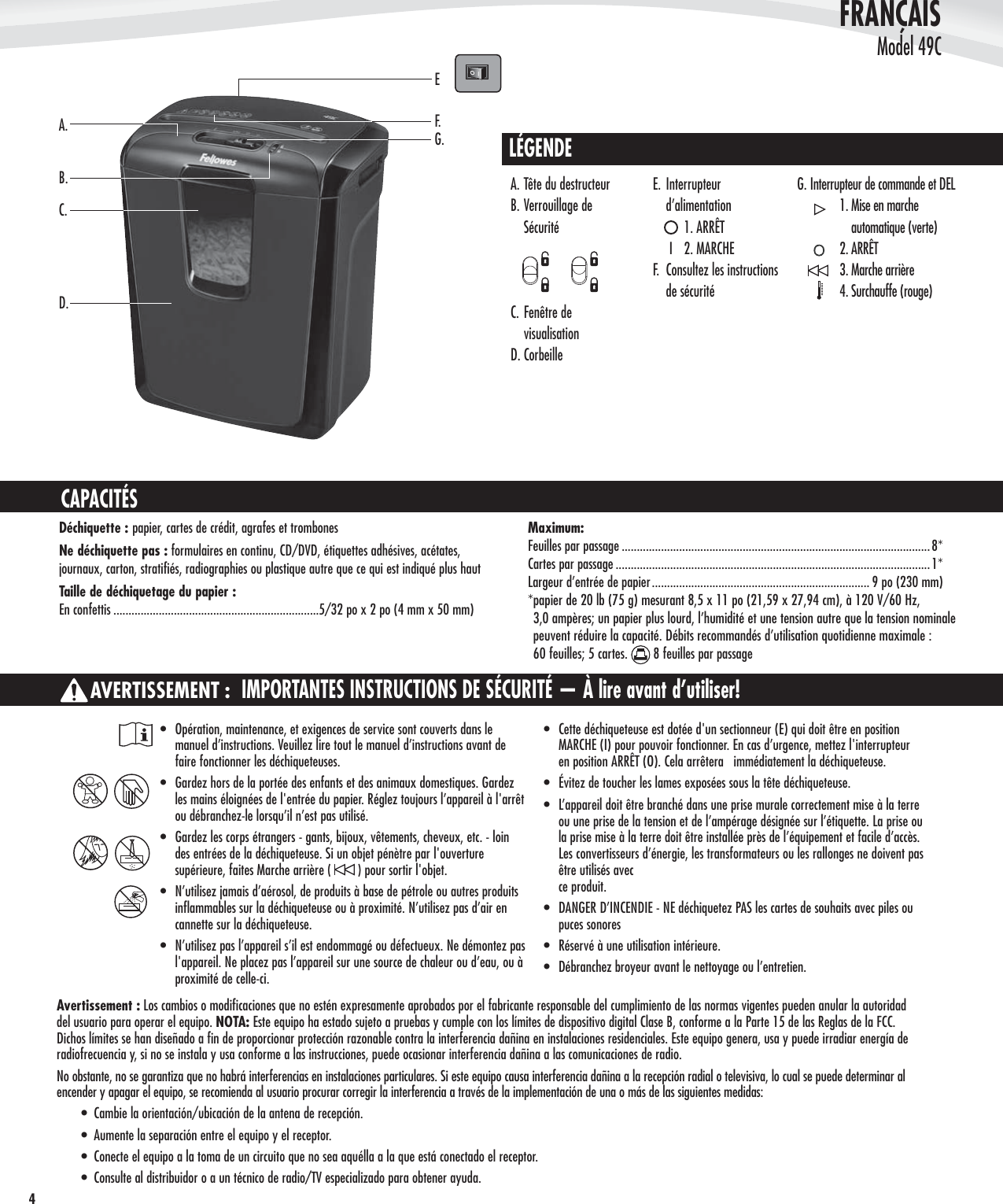 Fellowes Powershred 49c Users Manual 49c Manual 3l 13