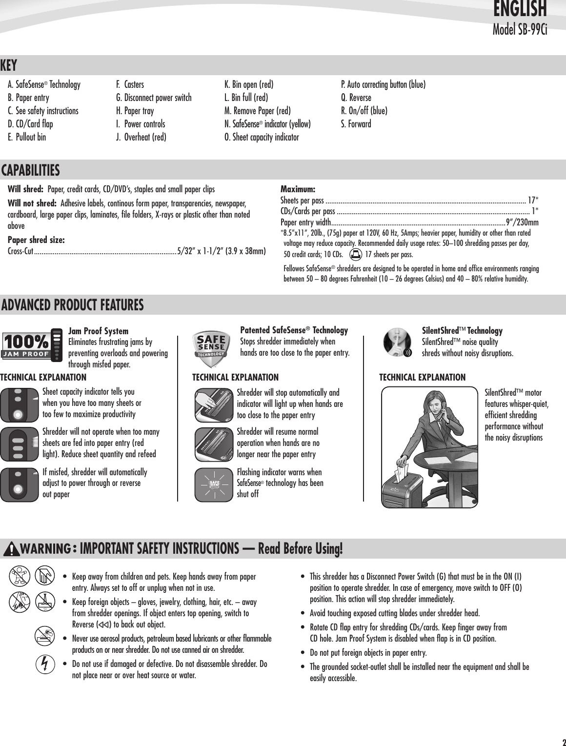 Page 3 of 8 - Fellowes Fellowes-Powershred-99Ci-100-Jam-Proof-Cross-Cut-Shredder-Users-Manual-  Fellowes-powershred-99ci-100-jam-proof-cross-cut-shredder-users-manual