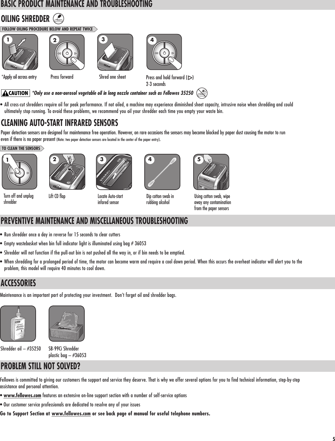 Page 6 of 8 - Fellowes Fellowes-Powershred-99Ci-100-Jam-Proof-Cross-Cut-Shredder-Users-Manual-  Fellowes-powershred-99ci-100-jam-proof-cross-cut-shredder-users-manual