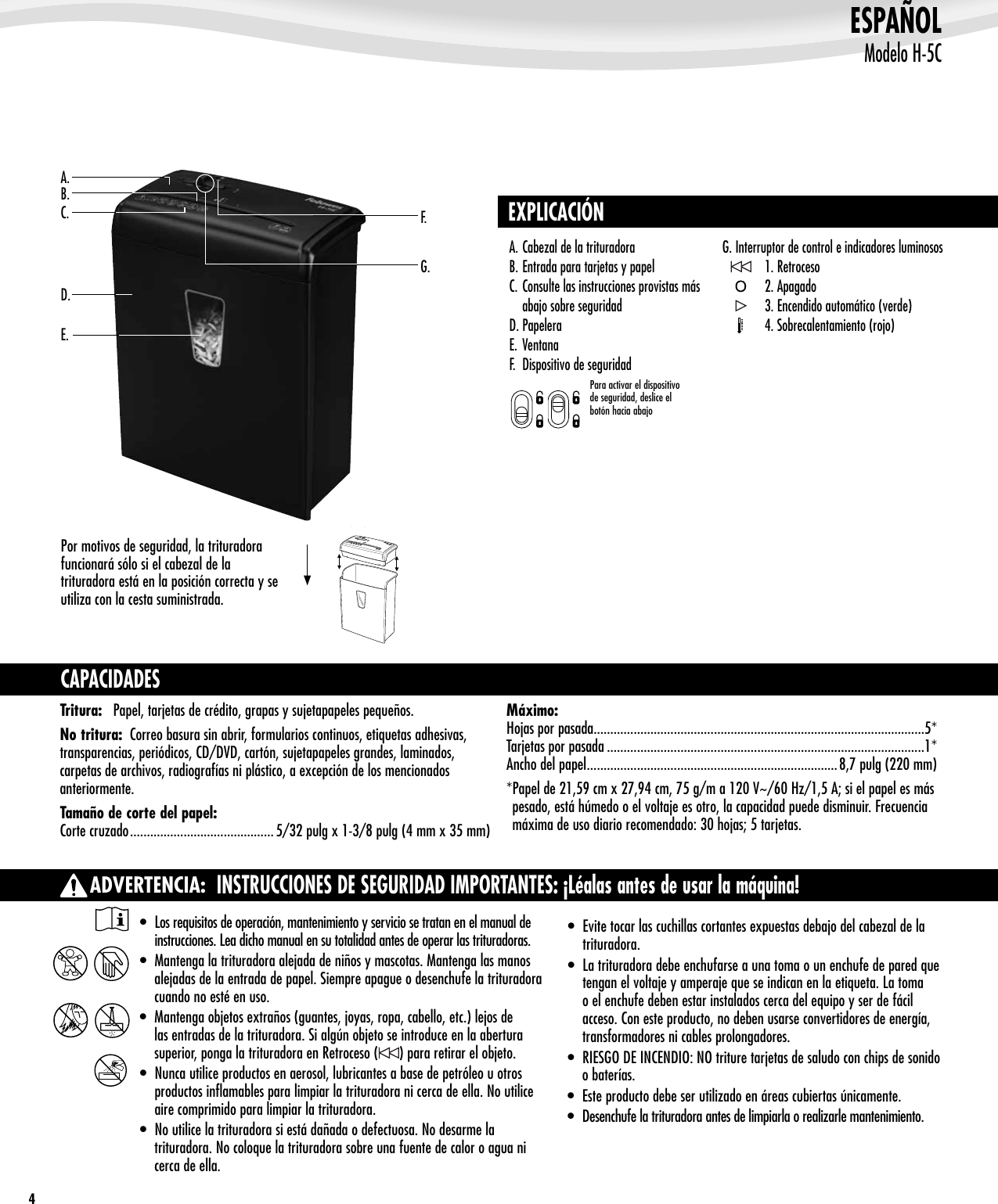 Page 4 of 8 - Fellowes Fellowes-Powershred-H-5C-Users-Manual-  Fellowes-powershred-h-5c-users-manual