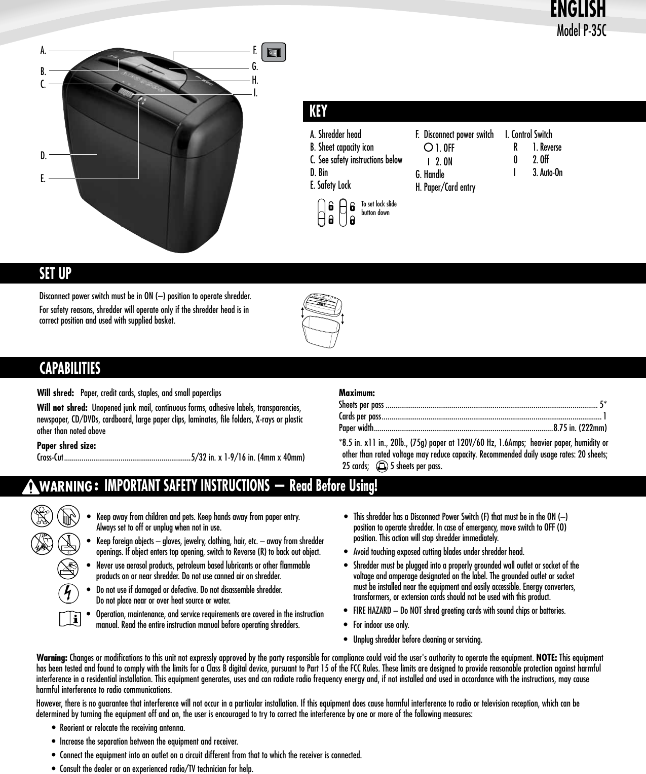 Page 2 of 4 - Fellowes Fellowes-Powershred-P-35C-P-35C-Users-Manual-  Fellowes-powershred-p-35c-p-35c-users-manual