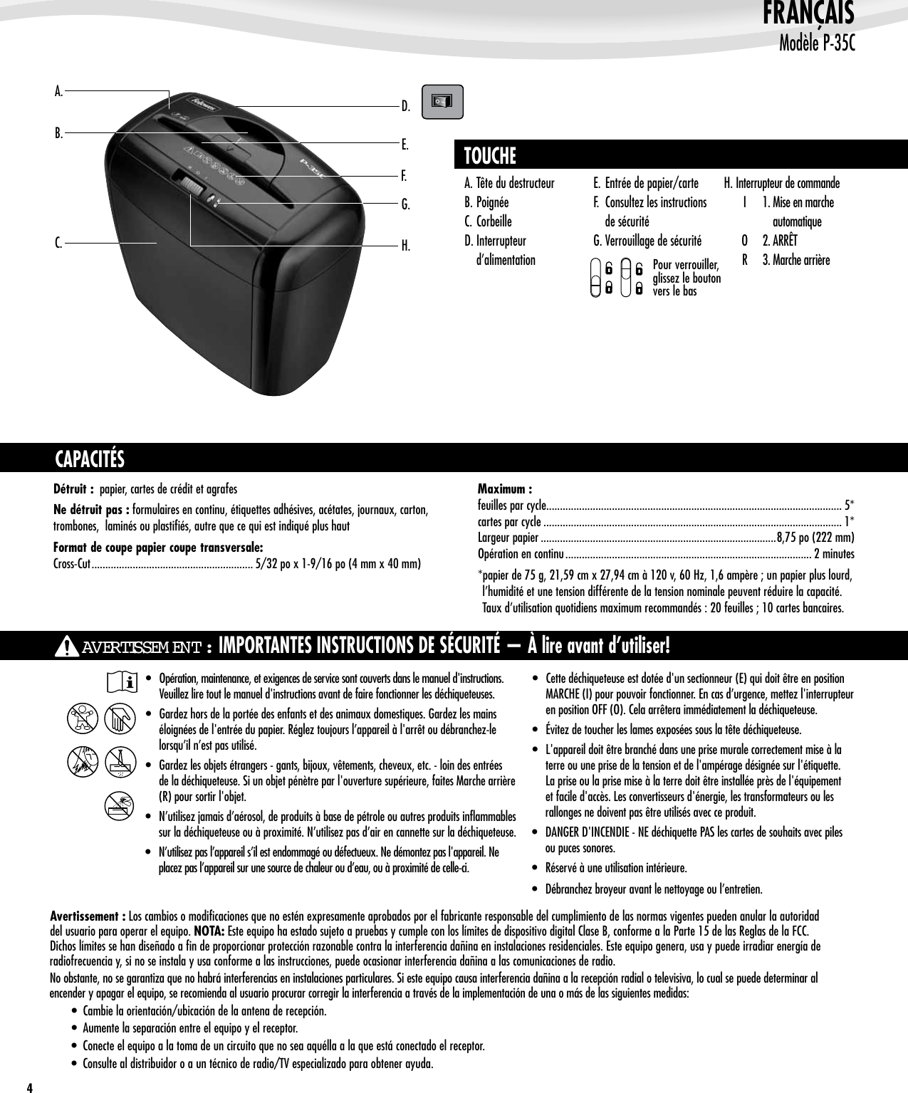 Fellowes Powershred P 35c Users Manual