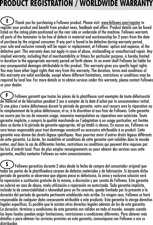 Page 10 of 11 - Fellowes Fellowes-Saturn2-95-Laminator-With-Pouch-Starter-Kit-Users-Manual-  Fellowes-saturn2-95-laminator-with-pouch-starter-kit-users-manual