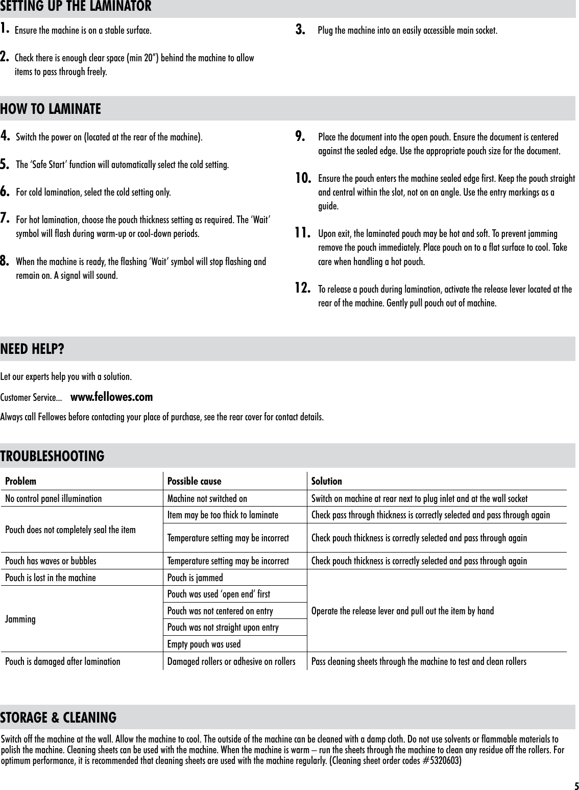 Page 5 of 11 - Fellowes Fellowes-Saturn2-95-Laminator-With-Pouch-Starter-Kit-Users-Manual-  Fellowes-saturn2-95-laminator-with-pouch-starter-kit-users-manual