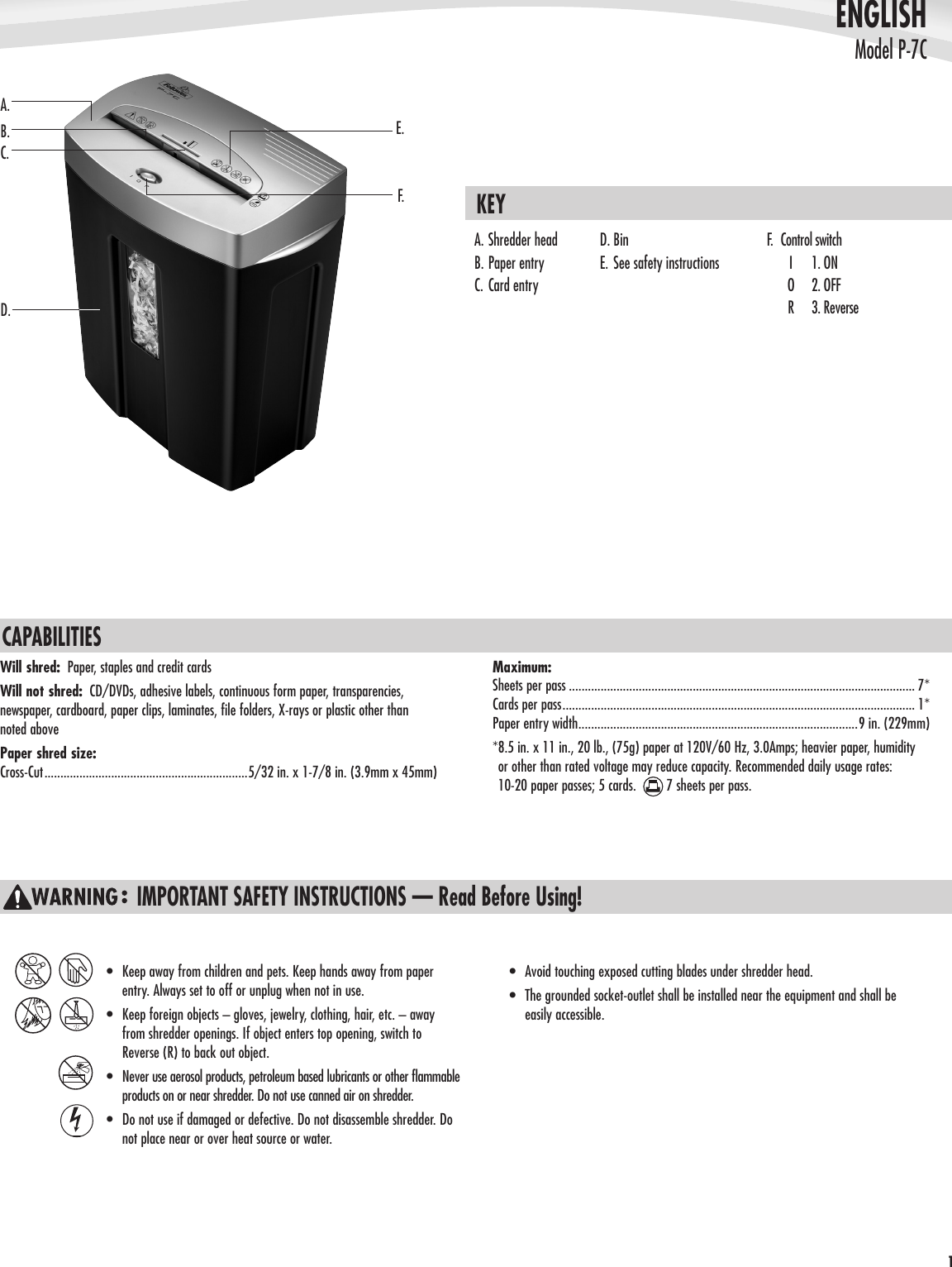 Page 2 of 4 - Fellowes P-7C User Manual  To The 9418d6f8-8164-40b3-9ad1-44bf17acac47
