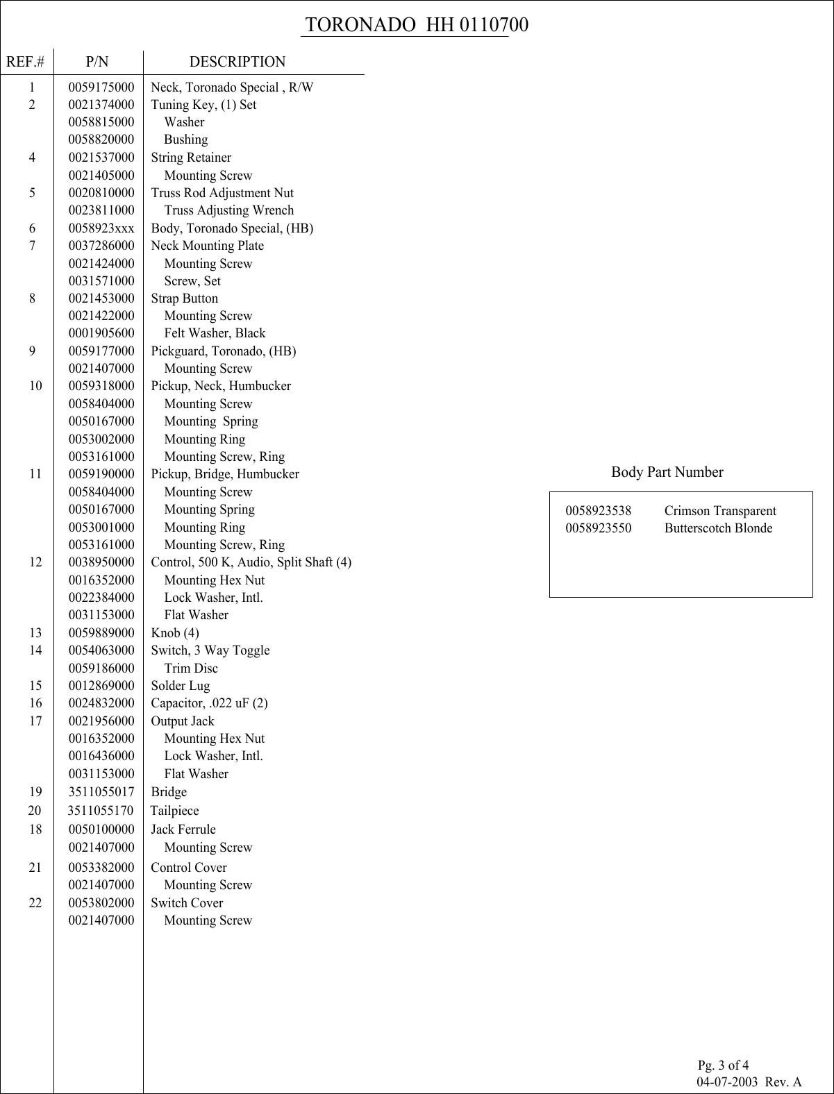 Page 3 of 4 - Fender E  011-0700A SISD