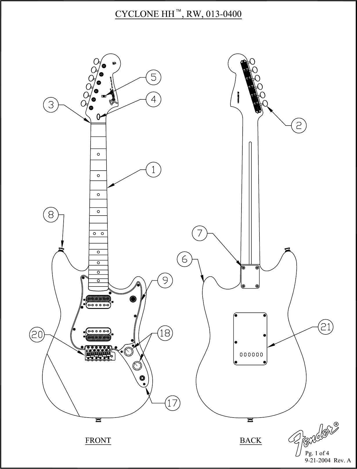 Page 1 of 4 - Fender SD 013-0400 Cyclone HH 013-0400A SISD