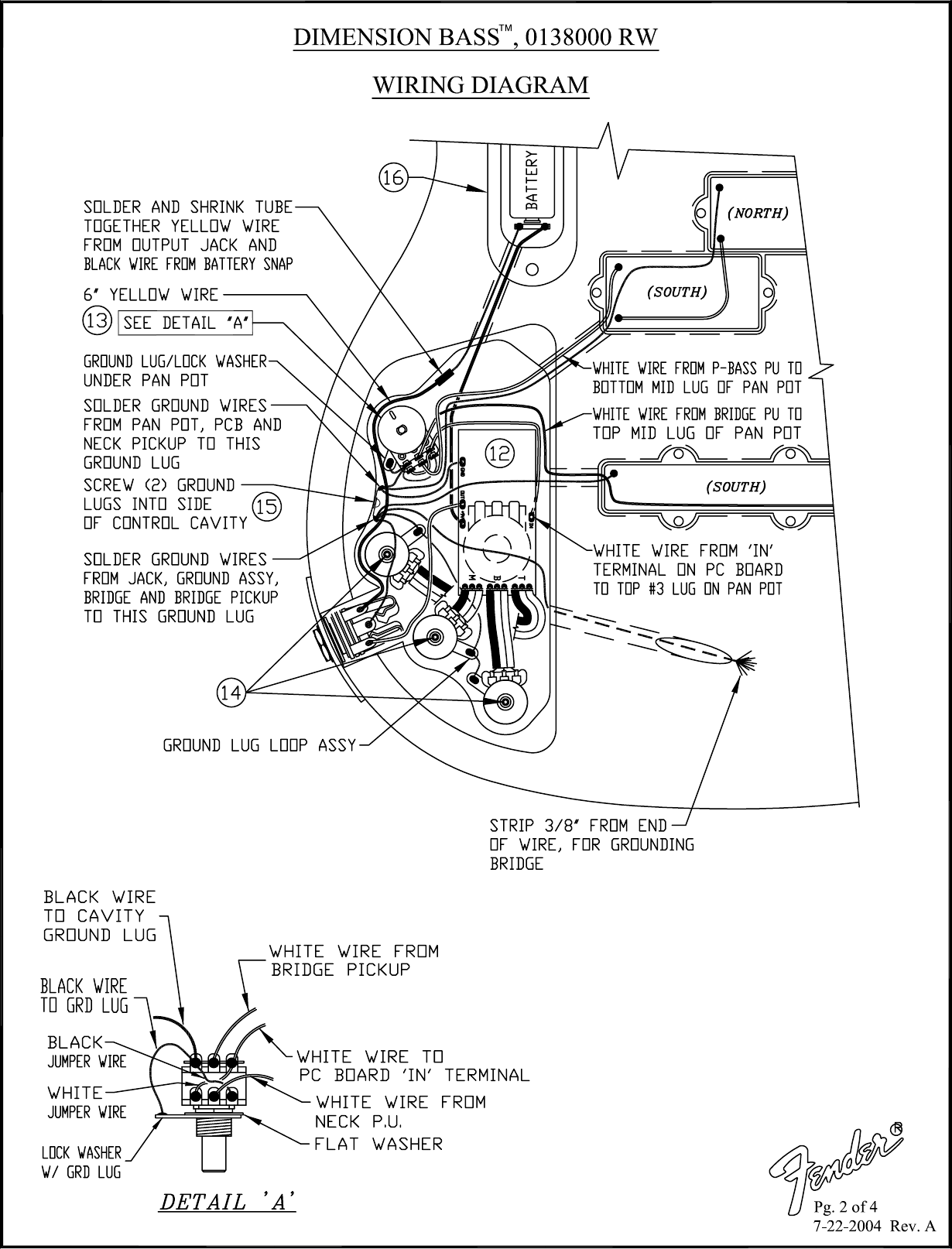 Page 2 of 4 - Fender SD 013-8000 Dimension Bass IV - Rev A  013-8000A SISD