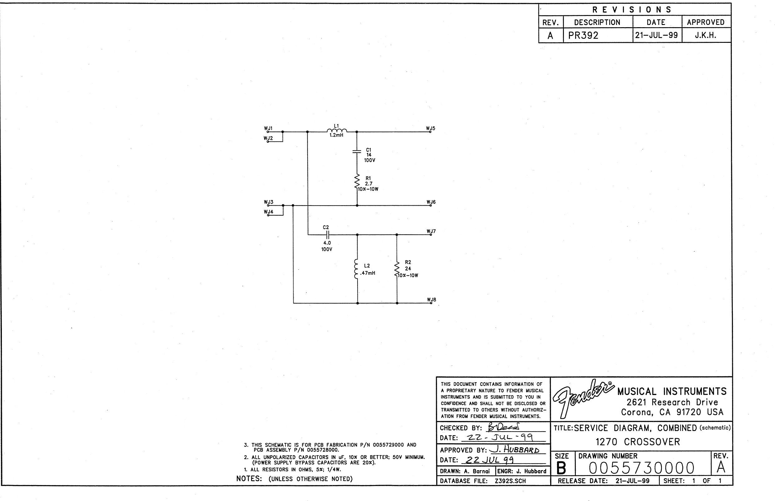 Page 1 of 1 - Fender 1270 MONITOR Schematic