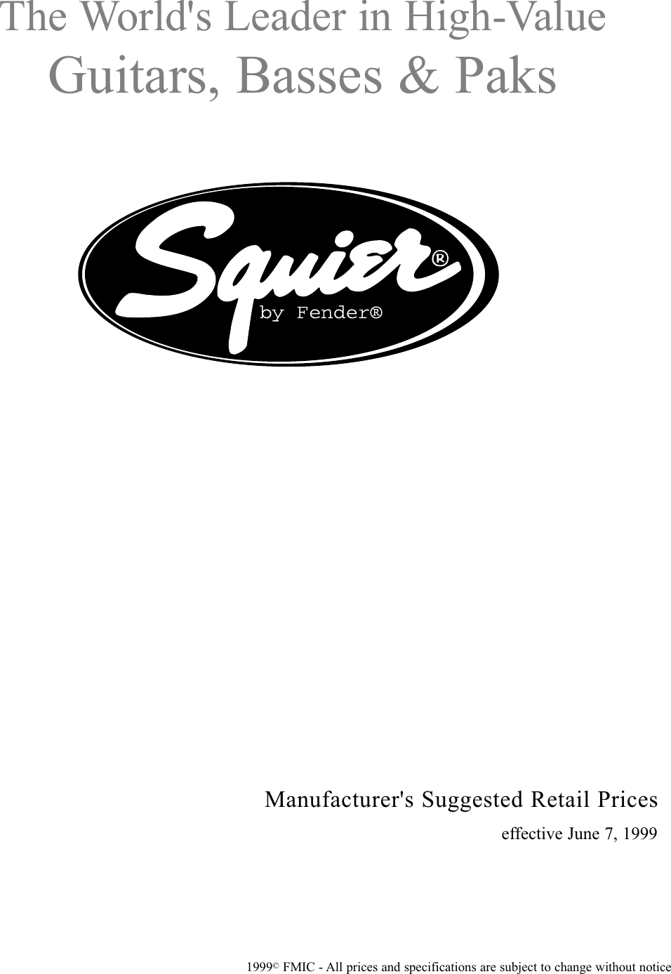 Page 1 of 4 - Fender  1999 June 7 Squier Price List