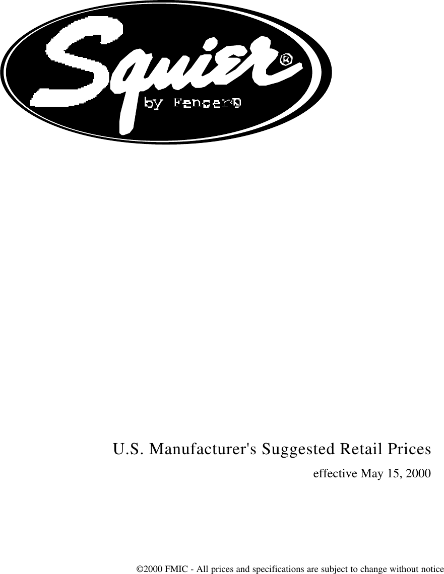 Page 1 of 4 - Fender  2000, May 15, Squier Price List 2000 15