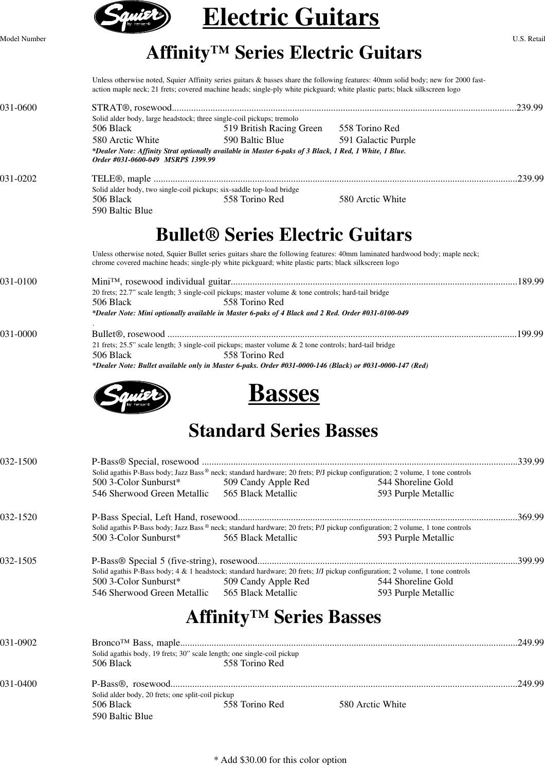 Page 3 of 4 - Fender  2000, May 15, Squier Price List 2000 15