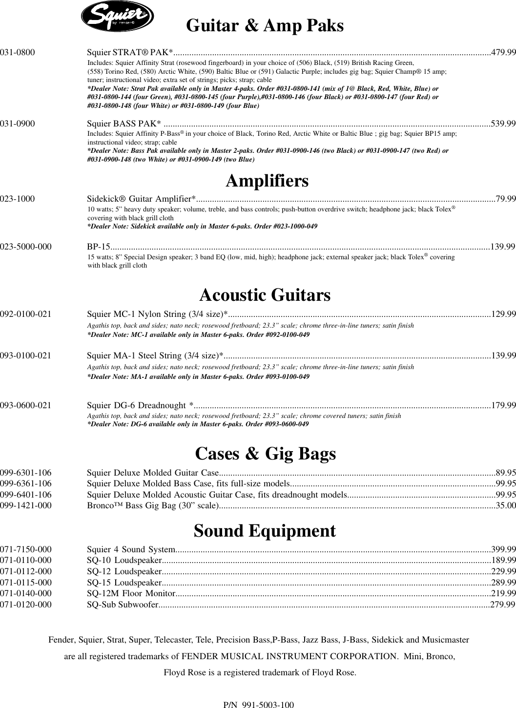 Page 4 of 4 - Fender  2000, May 15, Squier Price List 2000 15