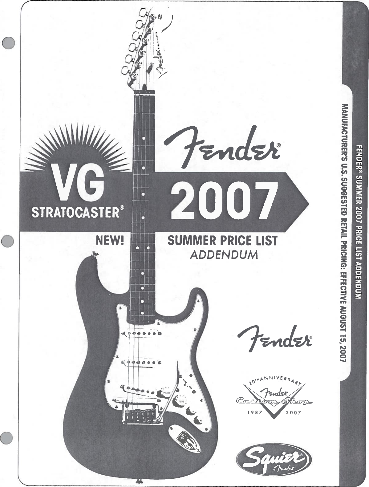 Fender 2007, August 15, Summer Addendum, Squier Price List 2007 15 Addendum
