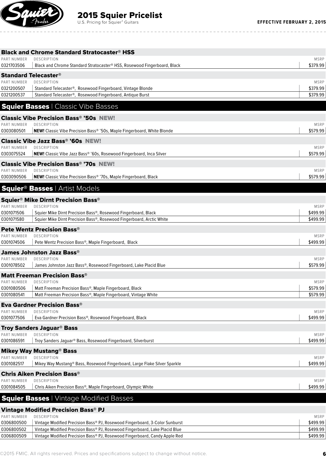 Page 6 of 8 - Fender  2015-Squier-BW-Consumer-Pricelist