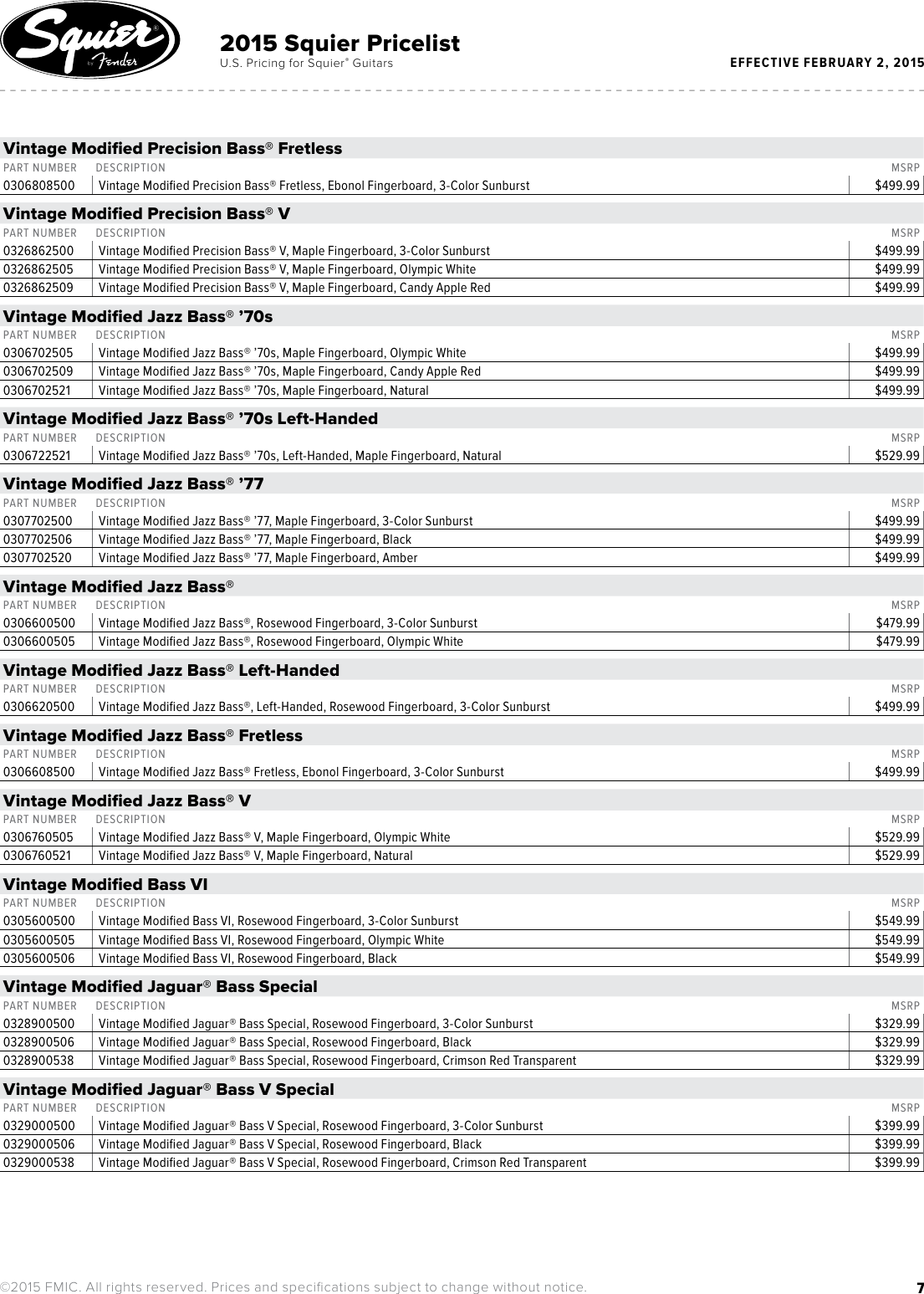 Page 7 of 8 - Fender  2015-Squier-BW-Consumer-Pricelist