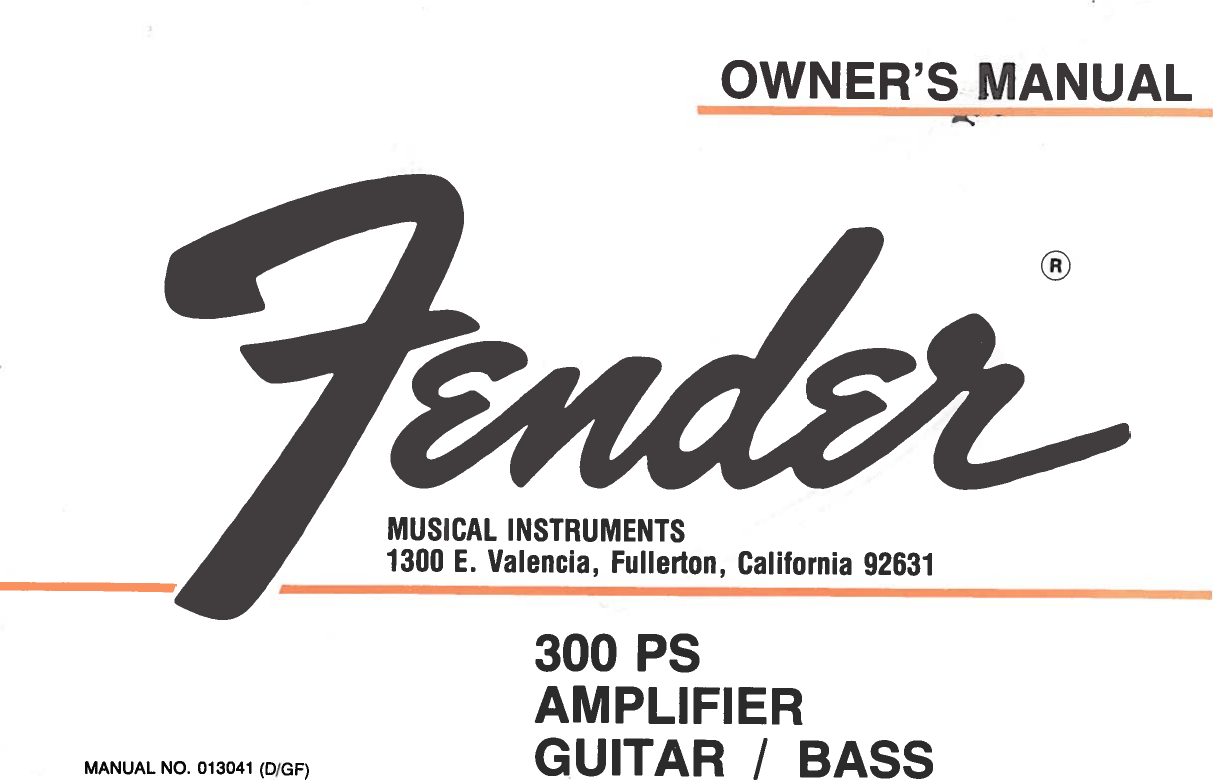 Page 1 of 12 - Fender  300 PS (1976) Rev A 1976