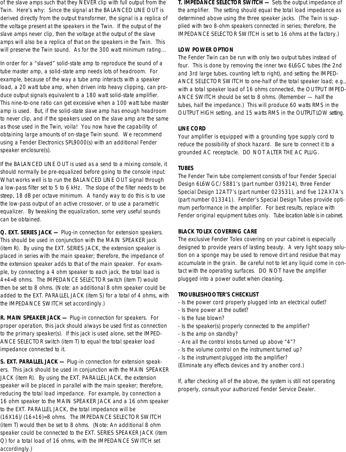 Page 6 of 8 - Fender  94_Twin_Amp_manual 94 Twin Amp Manual