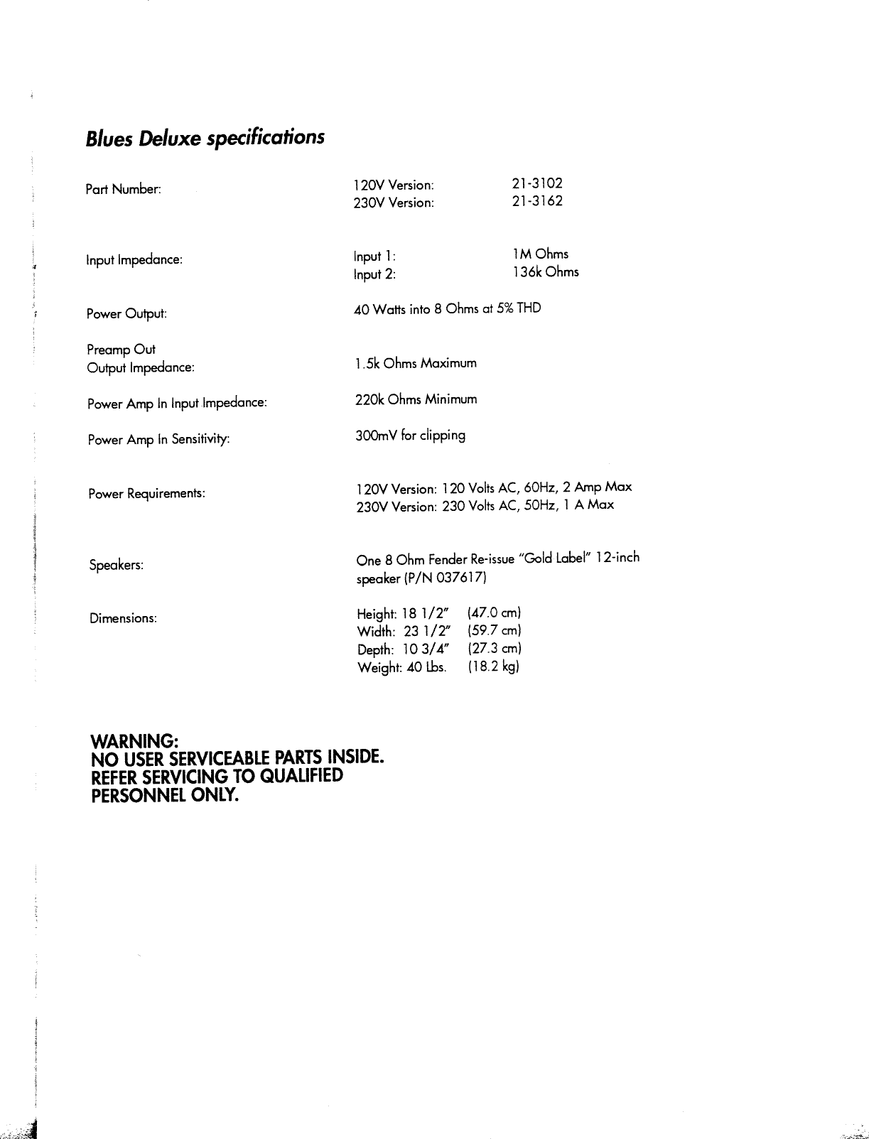 Page 7 of 8 - Fender Blues_Deluxe_manual Blues Deluxe Manual