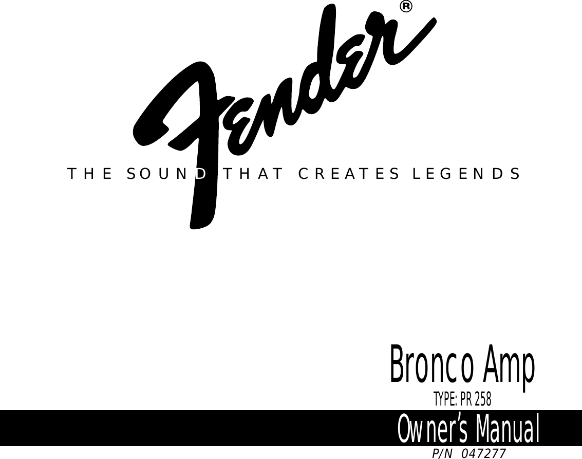 Page 1 of 4 - Fender  Bronco Amp Manual