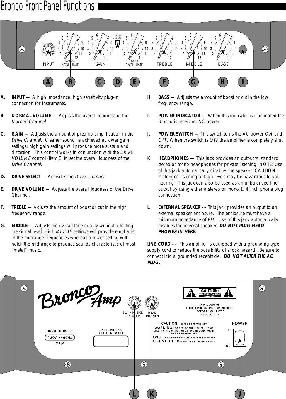 Page 3 of 4 - Fender  Bronco Amp Manual