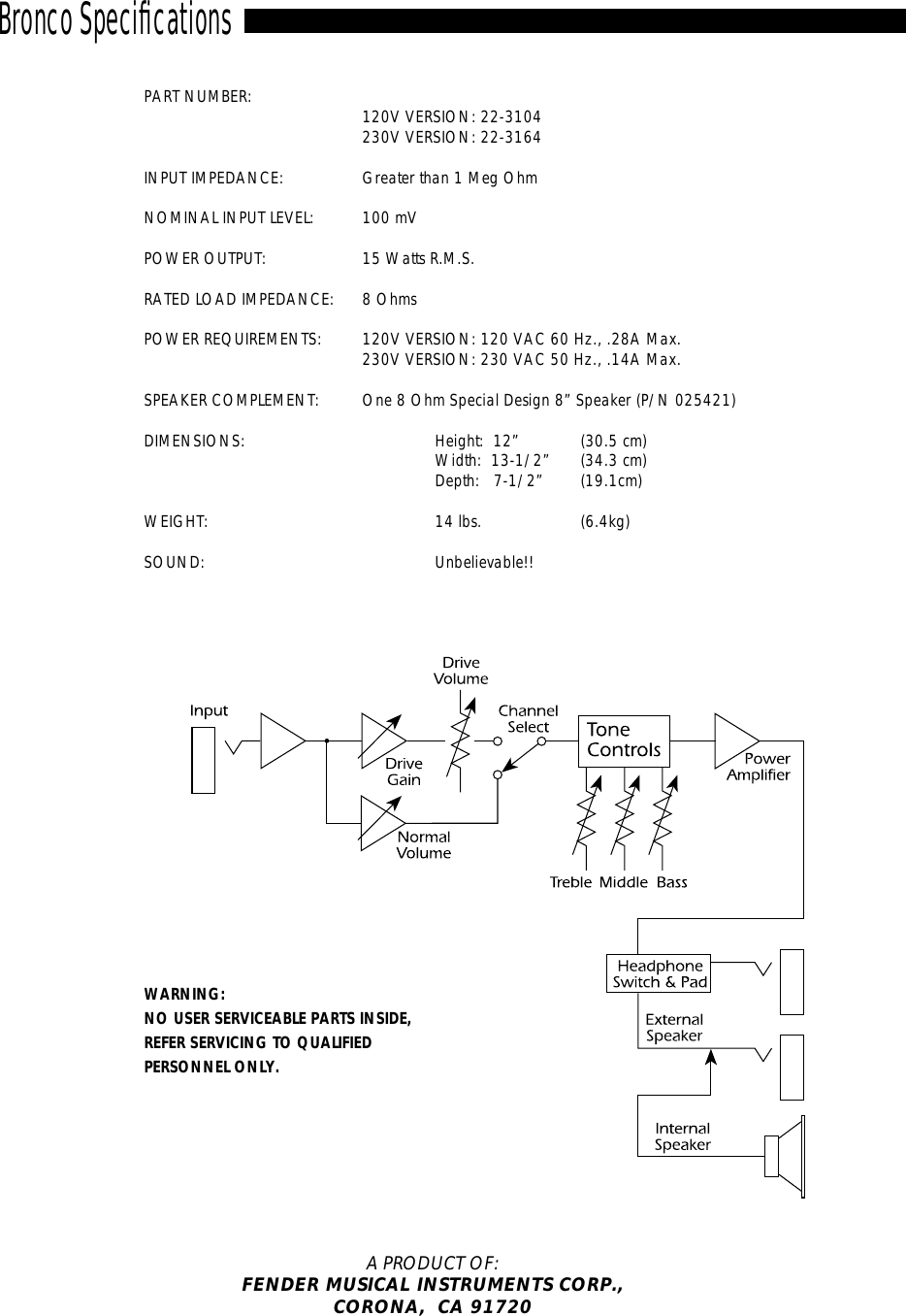 Page 4 of 4 - Fender  Bronco Amp Manual