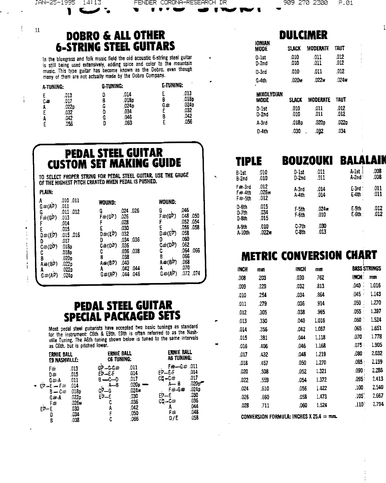 Page 10 of 10 - Fender  Fender_400_Pedal_Steel_Guitar_(1967)_manual 400 Pedal Steel Guitar 1967 Manual