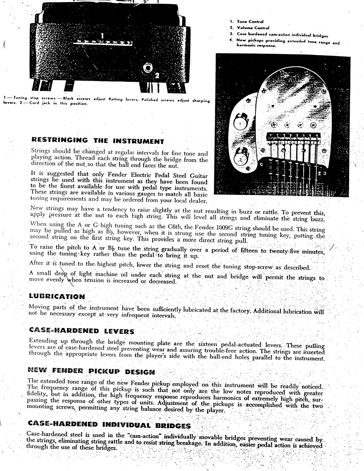 Page 5 of 10 - Fender  Fender_400_Pedal_Steel_Guitar_(1967)_manual 400 Pedal Steel Guitar 1967 Manual