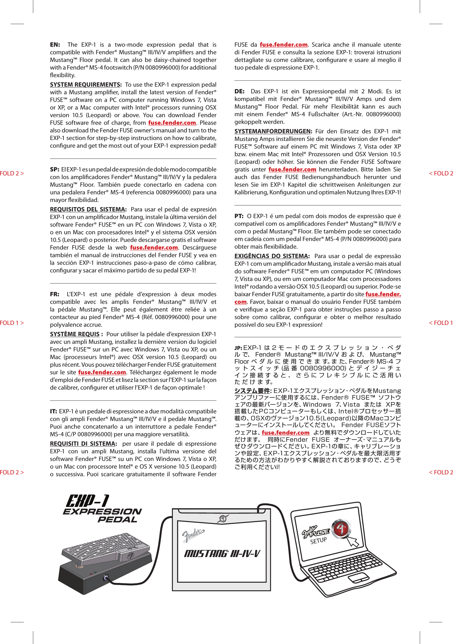 Page 2 of 2 - Fender  EXP-1 Pedal Quick Start Guide