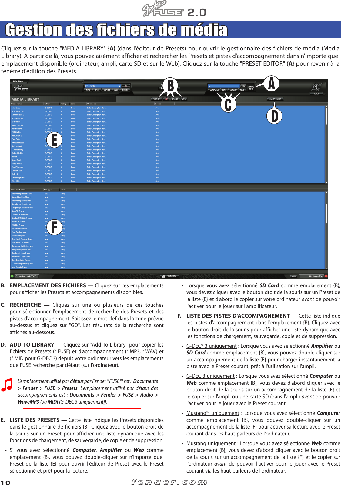 Page 10 of 12 - Fender  FUSE 2.x GDEC3 Mustang Rev-D French