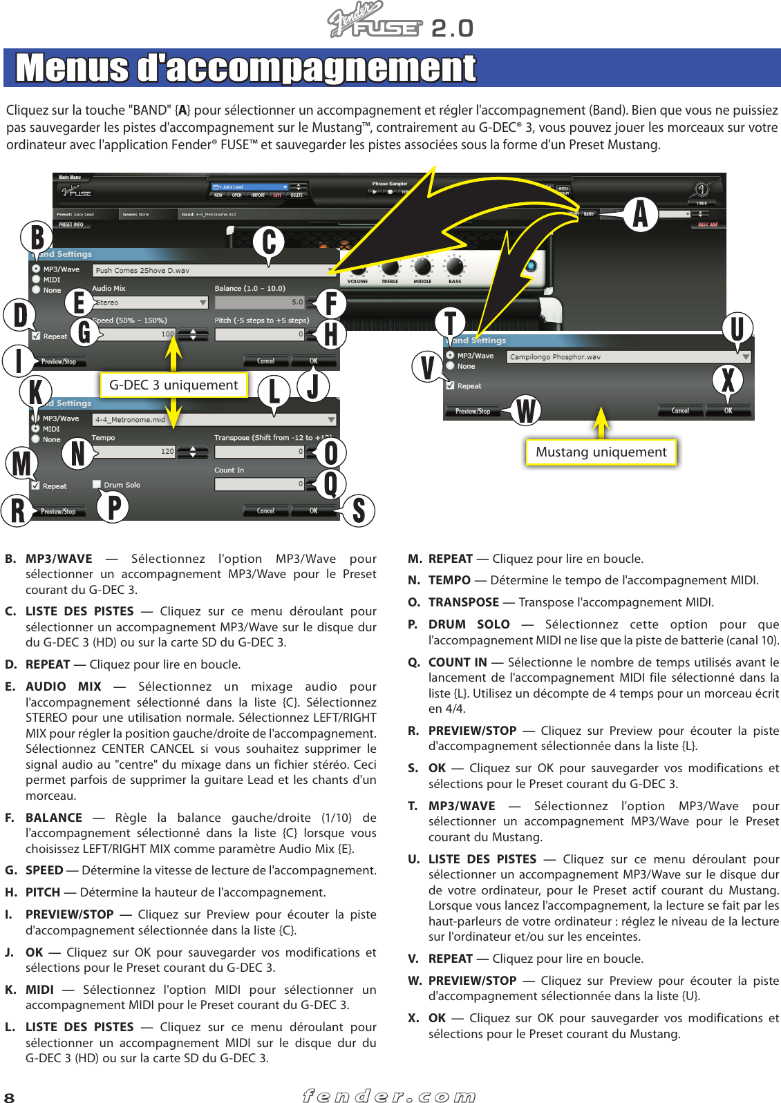 Page 8 of 12 - Fender  FUSE 2.x GDEC3 Mustang Rev-D French