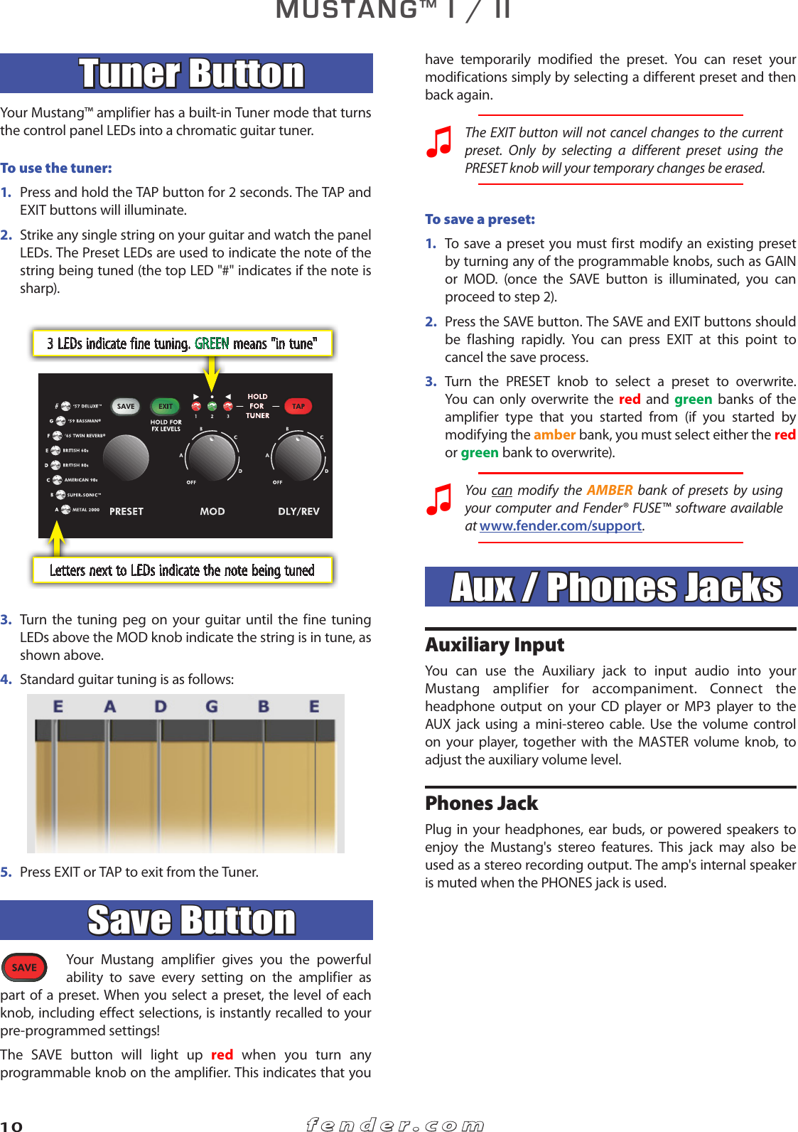 Page 10 of 12 - Fender Fender-Mustang-I-Ii-Users-Manual-  Fender-mustang-i-ii-users-manual