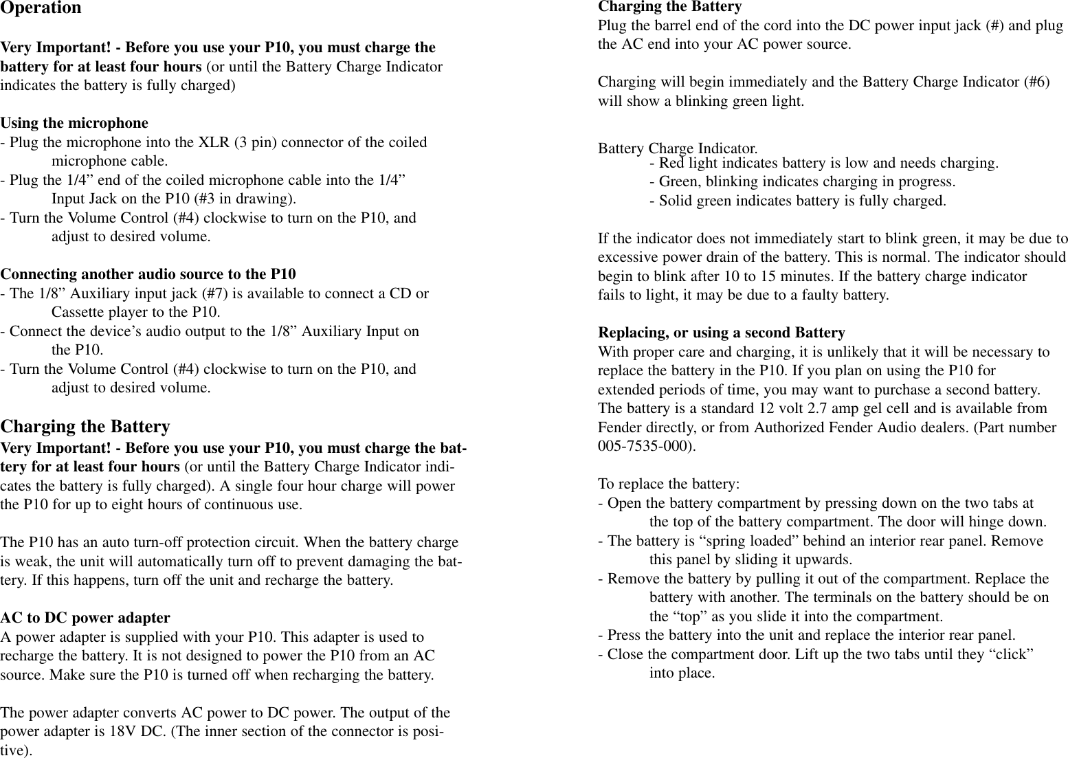 Page 3 of 5 - Fender Fender-Passport-P10-Users-Manual-  Fender-passport-p10-users-manual