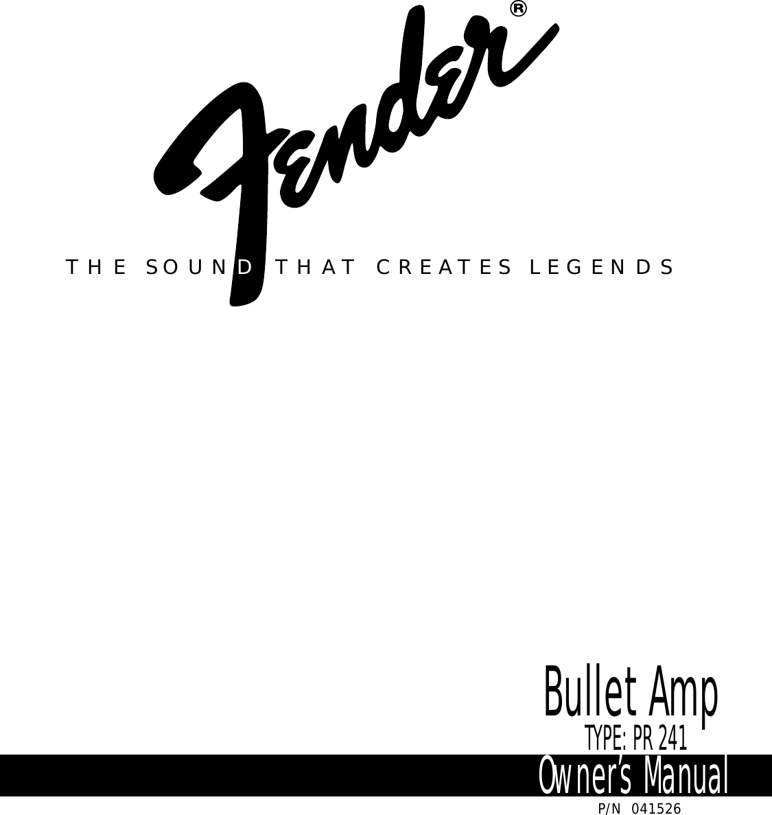 Page 1 of 4 - Fender Fender-Pr-241-Users-Manual-  Fender-pr-241-users-manual