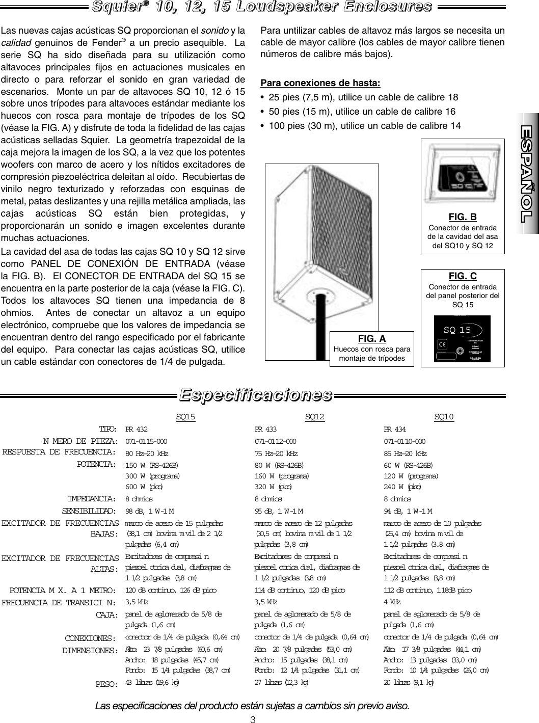 Page 3 of 8 - Fender Fender-Squier-Sq-10-Users-Manual-  Fender-squier-sq-10-users-manual