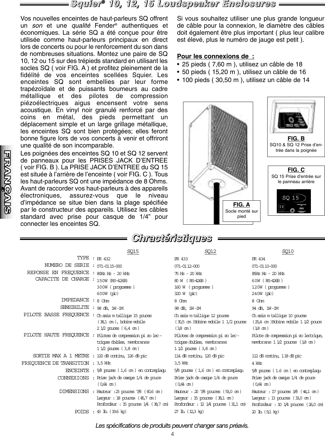 Page 4 of 8 - Fender Fender-Squier-Sq-10-Users-Manual-  Fender-squier-sq-10-users-manual