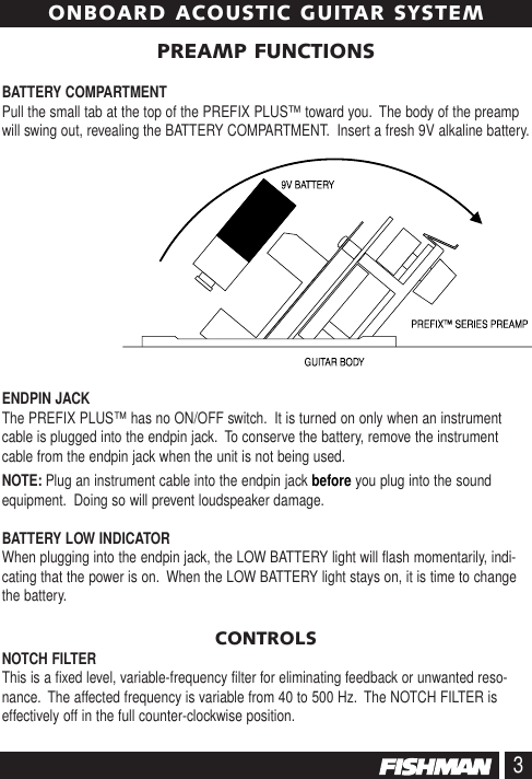 Page 3 of 12 - Fender C  Fishman Prefix Plus Manual