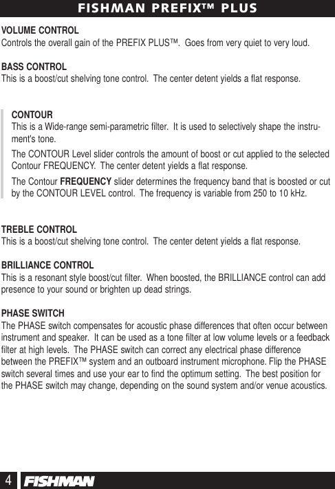 Page 4 of 12 - Fender C  Fishman Prefix Plus Manual