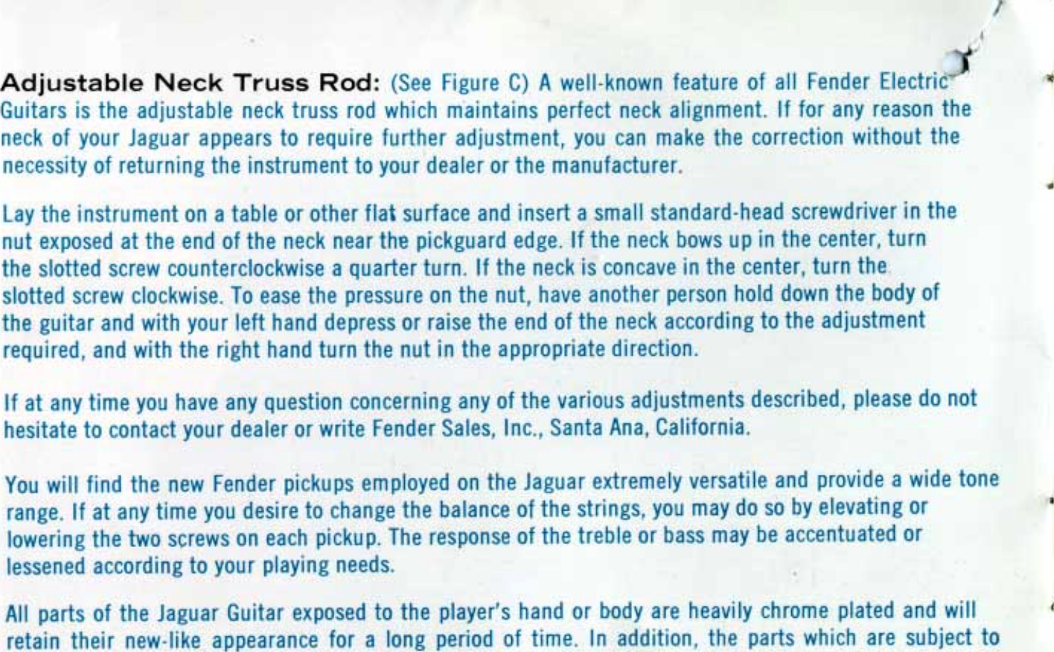 Page 8 of 10 - Fender Jaguar Owner's Manual Jaguar_(1965)_manual 1965