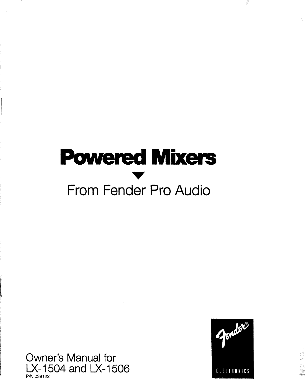 Page 1 of 12 - Fender  LX-1504 LX-1506 Powered Mixer Manual