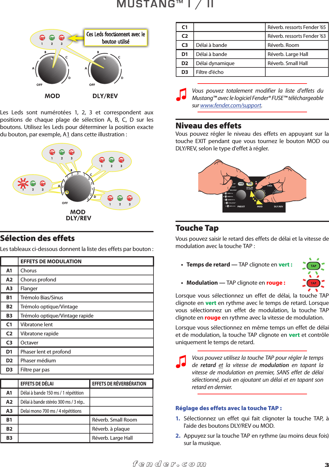 Page 3 of 6 - Fender  Mustang I II Advanced Manual French