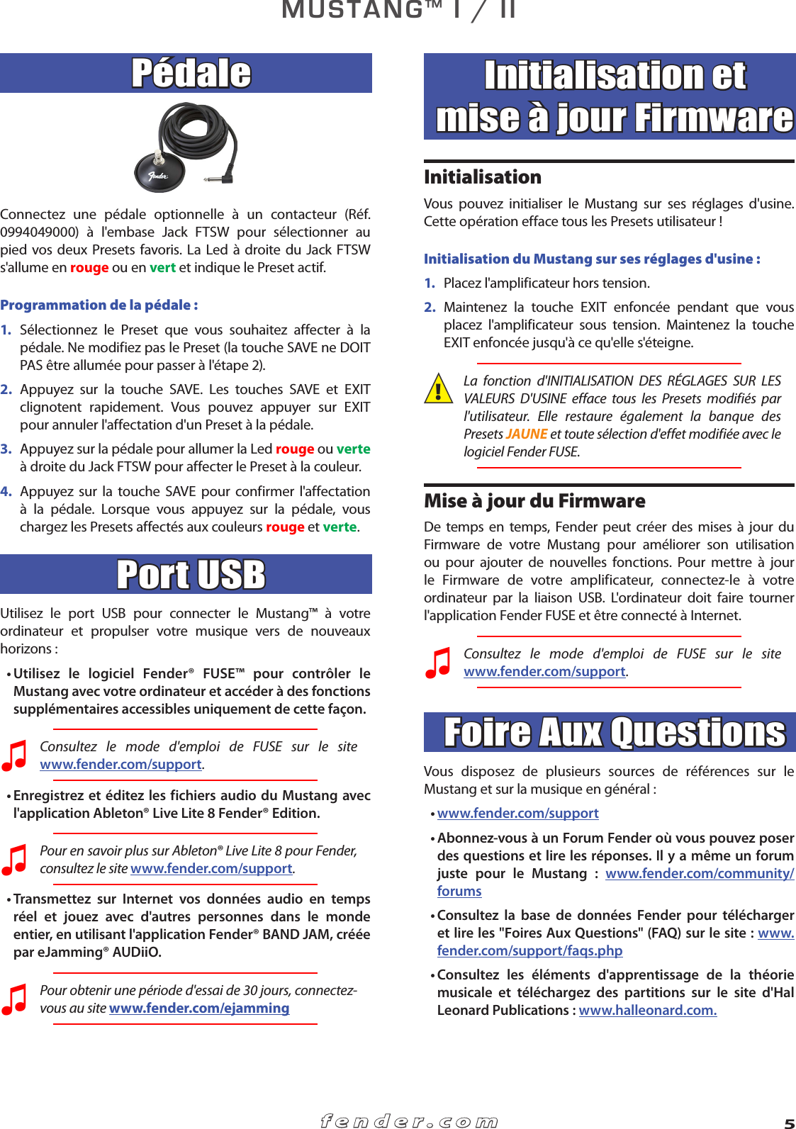 Page 5 of 6 - Fender  Mustang I II Advanced Manual French