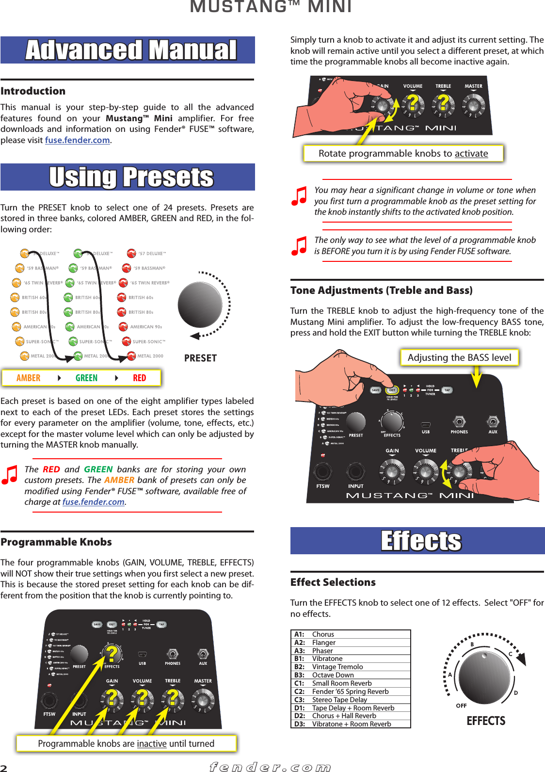 Page 2 of 6 - Fender  Mustang_Mini_advanced_manual_rev-B_English Mustang Mini Advanced Manual Rev-B English